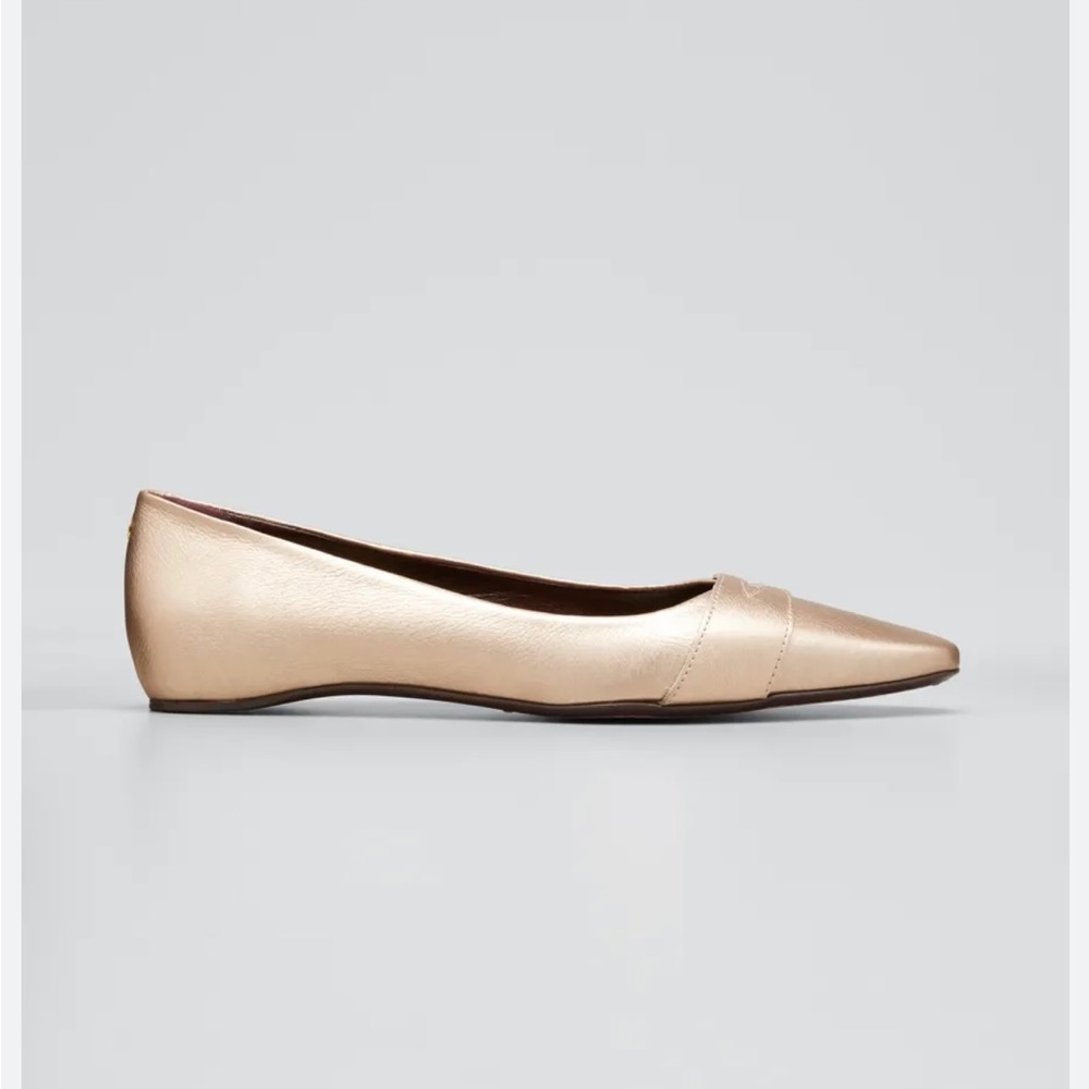NIB Bougeotte Leather Gold Metallic Ballet Flats with box and dustbags